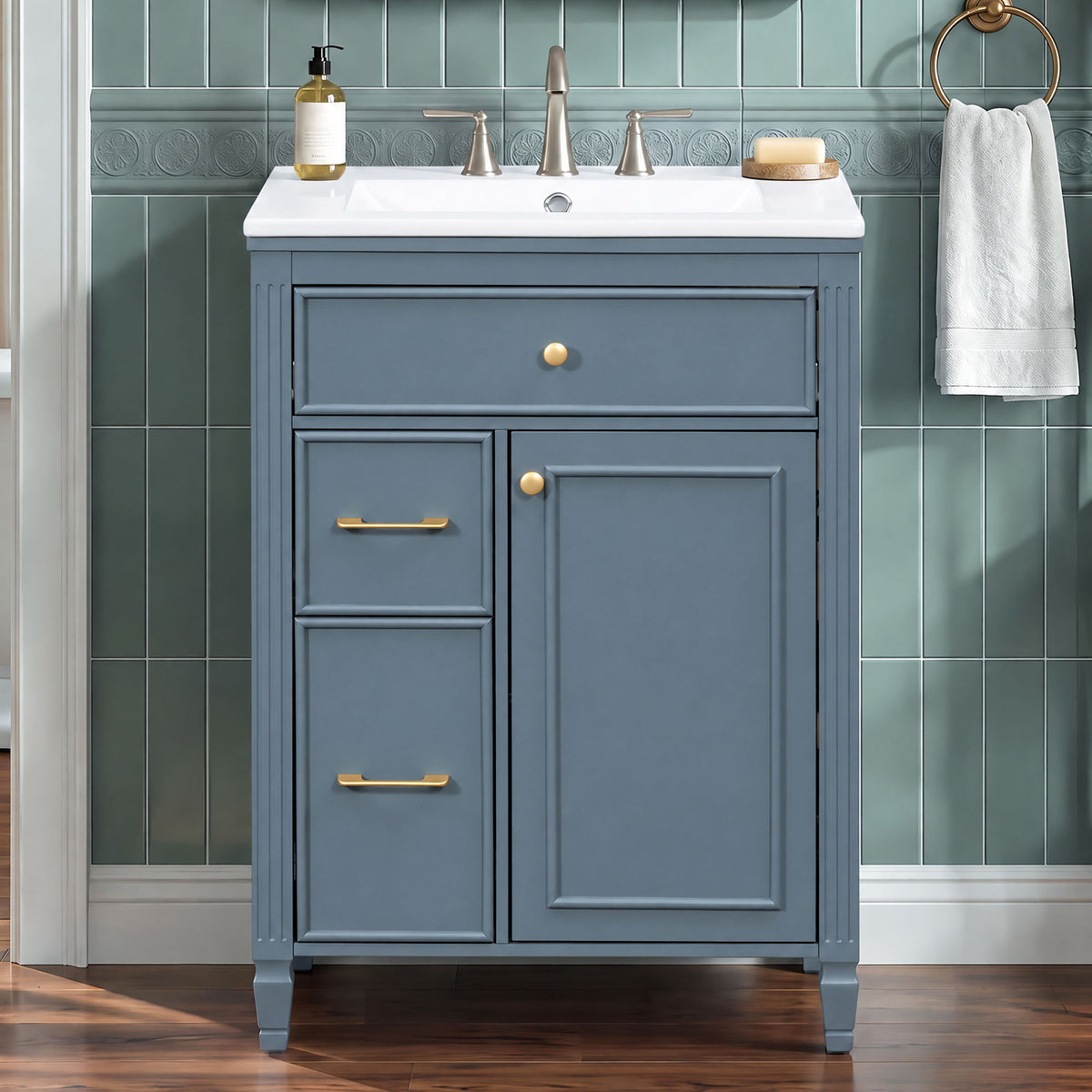 Freestanding Bathroom Vanity With Sink, Soft Close Door, Tip Out Drawer