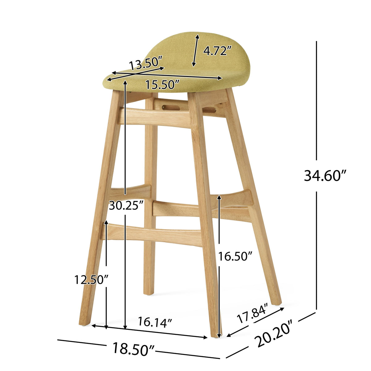 Contemporary Bar Stool With Stylish Seat And Small Backrest