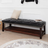 Bedroom End Of Bed Bench Tufted Upholstered End Of Bed Bench End Of Bed Entrance Shoe Bench With Nailhead Trim And Shelf Bedroom Upholstered Bench Living Room Shoe Rack Footstool