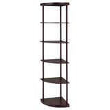 Corner Bookcase With 5 Shelves, Compact Design For Living Room - Cappuccino