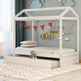 House Bed With Trundle In, Twin Size - White