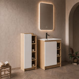24" Bathroom Vanity With Sink & Tall Bathroom Cabinet, Vanity Set With Thin Edge Sink & Interchangeable Door Panels - Black / Light Oak / White