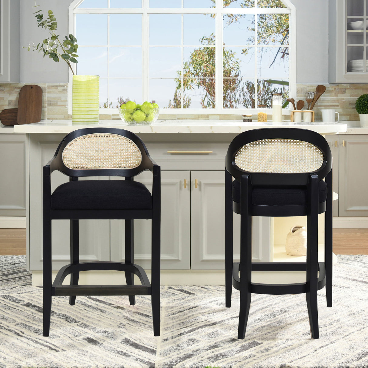 Americana - Mid-Century Modern Cane Back Counter Stool