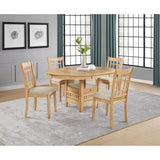 Davis - 5 Piece Oval Extension Leaf Dining Set With Pedestal Base - Light Oak