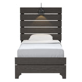 Twin Bed With Integrated Lights - Brown
