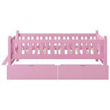 Platform Bed With Guardrail And 2 Drawers