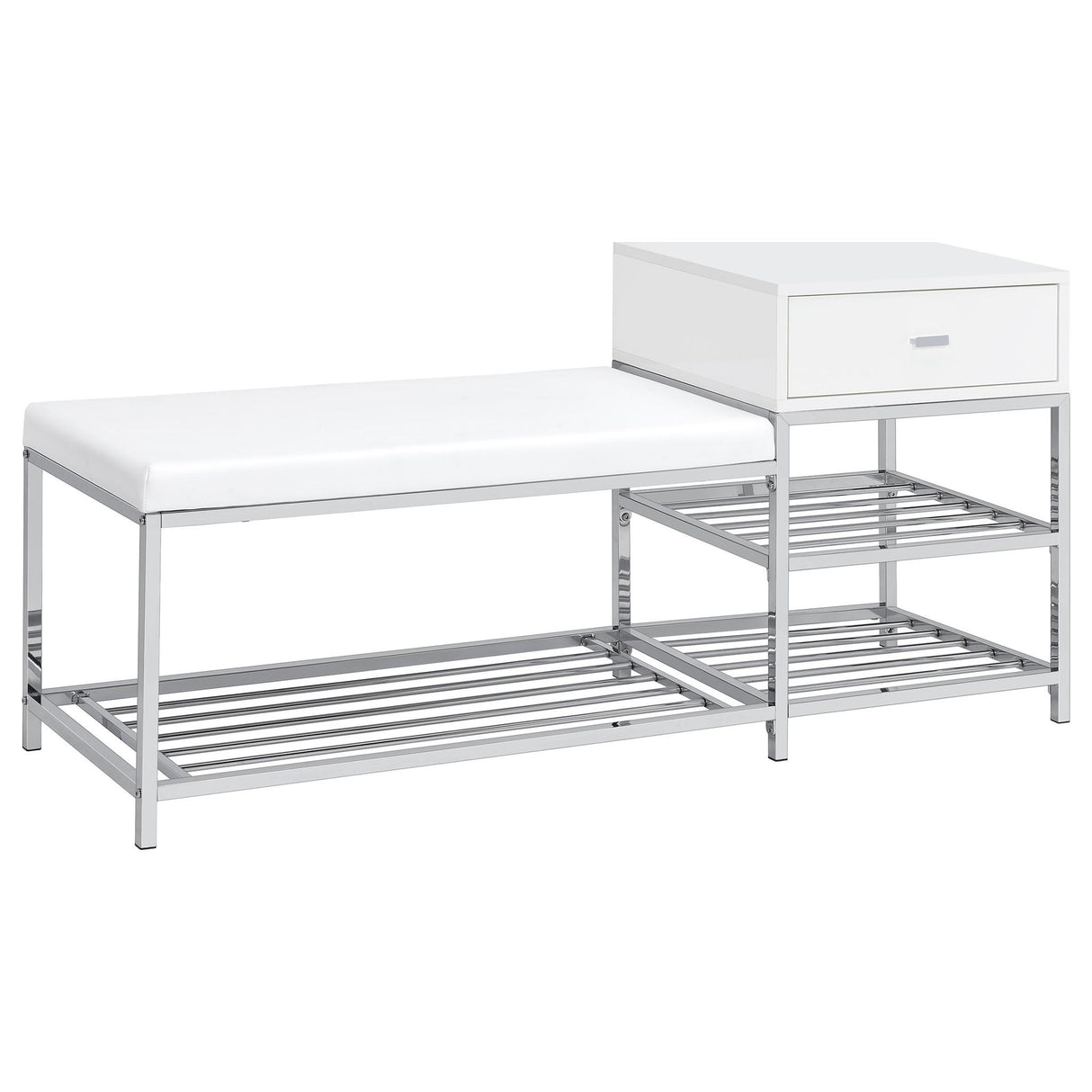 Yesler - 1 Drawer Storage Bench - Glossy White