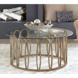 Round Glass Top Table With Polished Metal Base