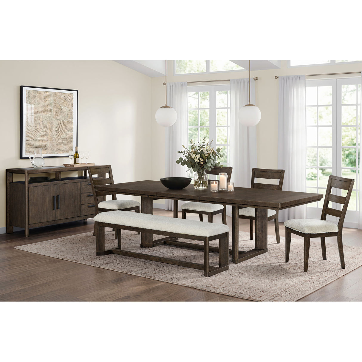 Trestle Dining Table With Leaf - Dark Oak