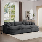 Modern Oversized Modular Cushion Sofa With Ottoman, Low Back, Deep Seating Sofa Set