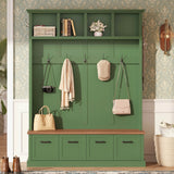 Hall Tree With Storage Bench Mudroom Coat Rack With 6 Hooks