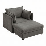Oversized Deep Seat Accent Chair With Matching Storage Ottoman & Throw Pillows