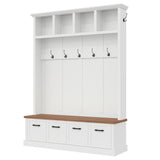 Hall Tree With Storage Bench Mudroom Coat Rack With 6 Hooks