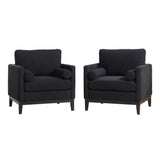 Wide Modern Farmhouse Performance Accent Chair With Legs, Wood Base