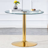 Modern Minimalist Round Dining Table With Glass Top
