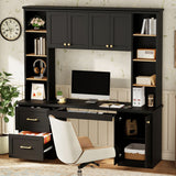 Computer Desk With Hutch, Workstation With Desk Grommet & Keyboard Tray