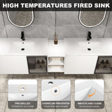Wall Mounted Bathroom Vanity With Sink, Soft Close Doors, Cabinet & Half Door