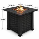 Outdoor Fire Pit Table With Lava Rocks, Propane Fire Pit - Black