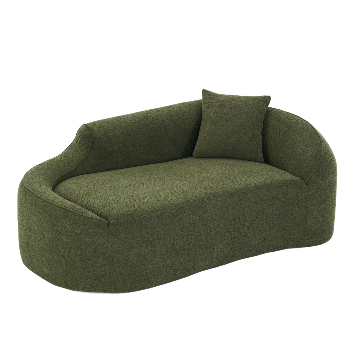 Compression Curved Chaise Longue Chair Indoor Loveseat Sofa Bed With Deep Seat And Pillow - Green