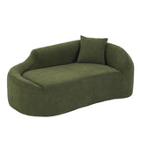 Compression Curved Chaise Longue Chair Indoor Loveseat Sofa Bed With Deep Seat And Pillow - Green