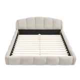 Upholstered Platform Bed Frame, Low Profile Floor Bed, No Box Spring Required