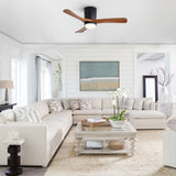 Ceiling Fan With Light, Dimmable 3 Color LED, 1 / 4 / 8H Timer, Silent For Bedroom - Matte Black