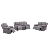 3 Piece Reclining Sofa Set With 150° Deep Recline, 3 Seat Couch, Loveseat & Single Recliner - Gray