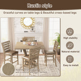 Modern Farmhouse Square Counter Table Solid Wood Rubberwood Antique Finishing Rustic Look Distressed Look Wire Brushed For 4 Seaters - Grayish Brown