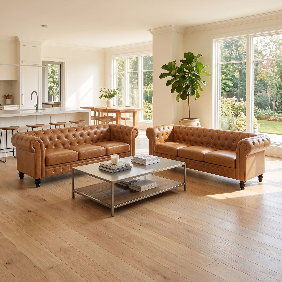 2 Piece Sofa Set With Rolled Armrests