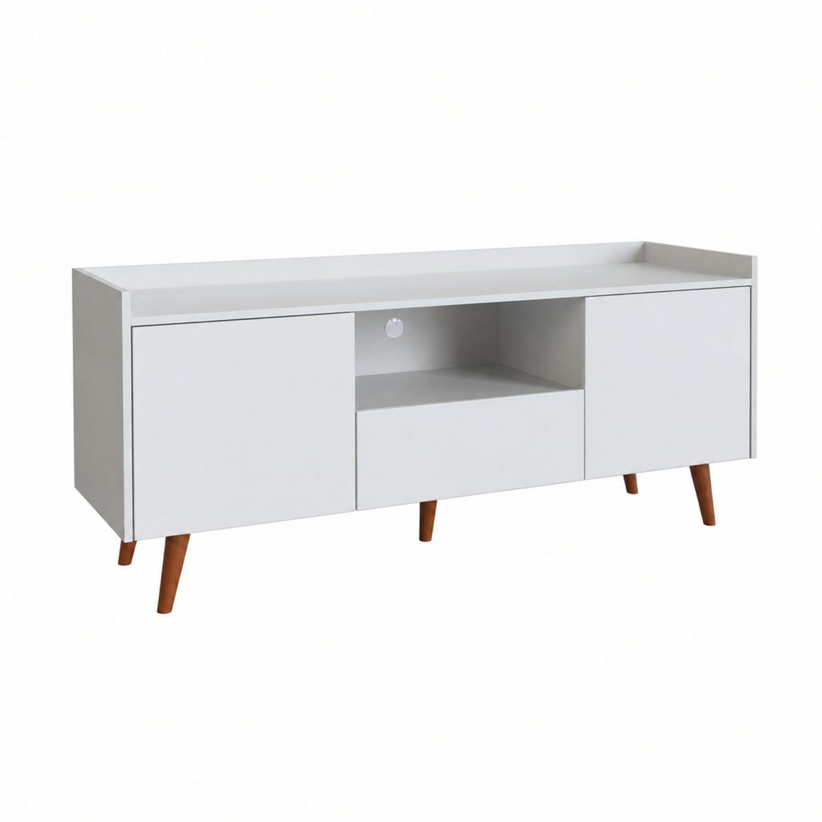 TV Stand For TVs Up To 60" With Open Storage Shelf, 2 Doors, 1 Drawer And Cable Management