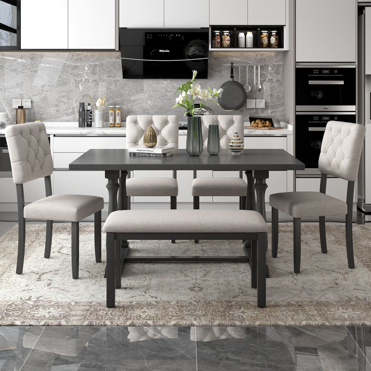 6 Piece Dining Set Retro Style