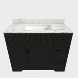 Bathroom Vanity Set, Fluted Cabinet, Soft Close Doors With Drawers, Single Faucet Hole, Sink Included - Black