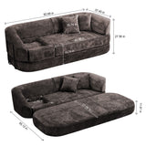 3 Seater Sofa With Built In Pet Bed Nook, Curved Design And 2 Throw Pillows