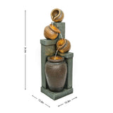 4 Tier Outdoor Water Fountain With Warm LED Lights For Patio - Brown / Tan