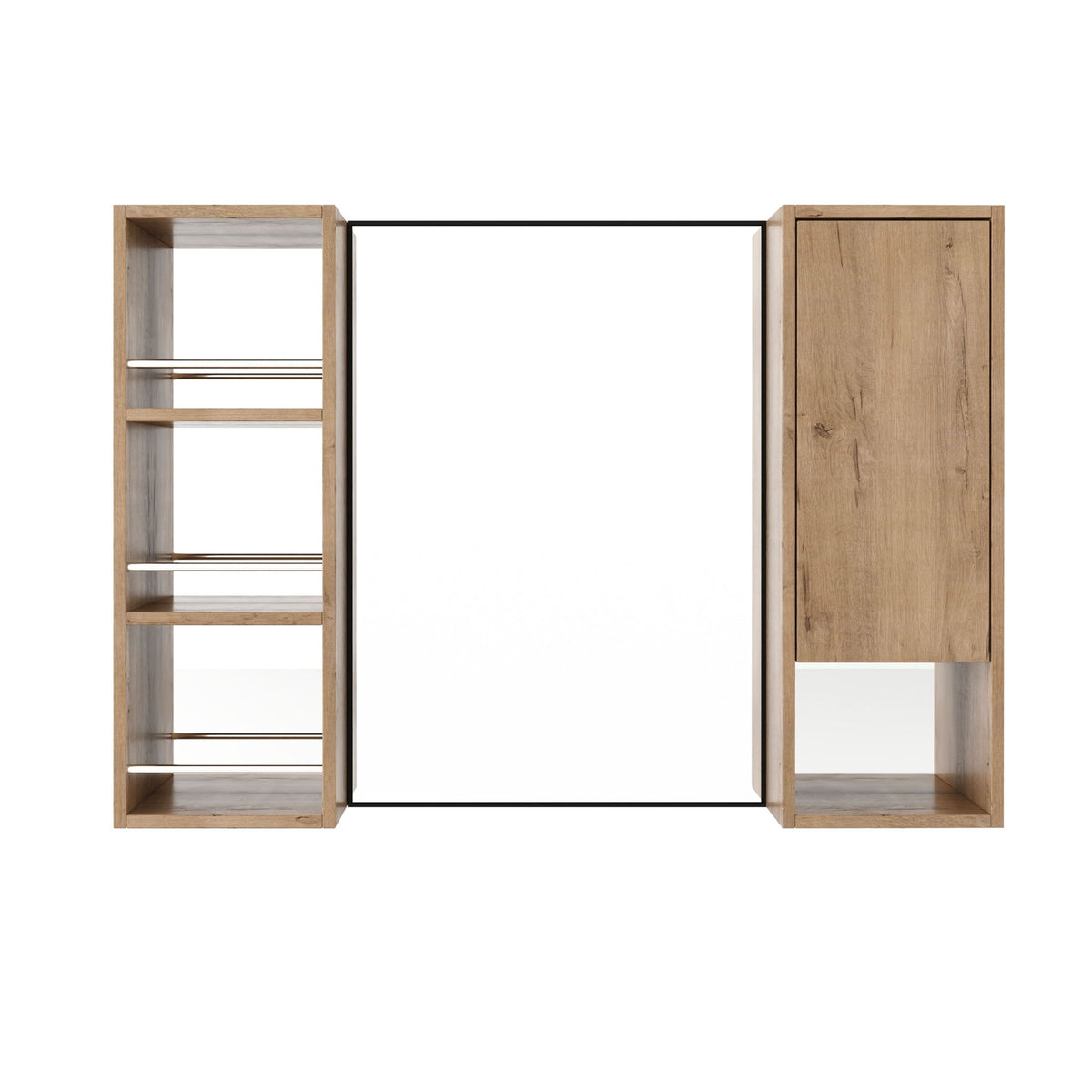 39.4" Wall Mounted Bathroom Cabinet With Storage And - Imitative Oak