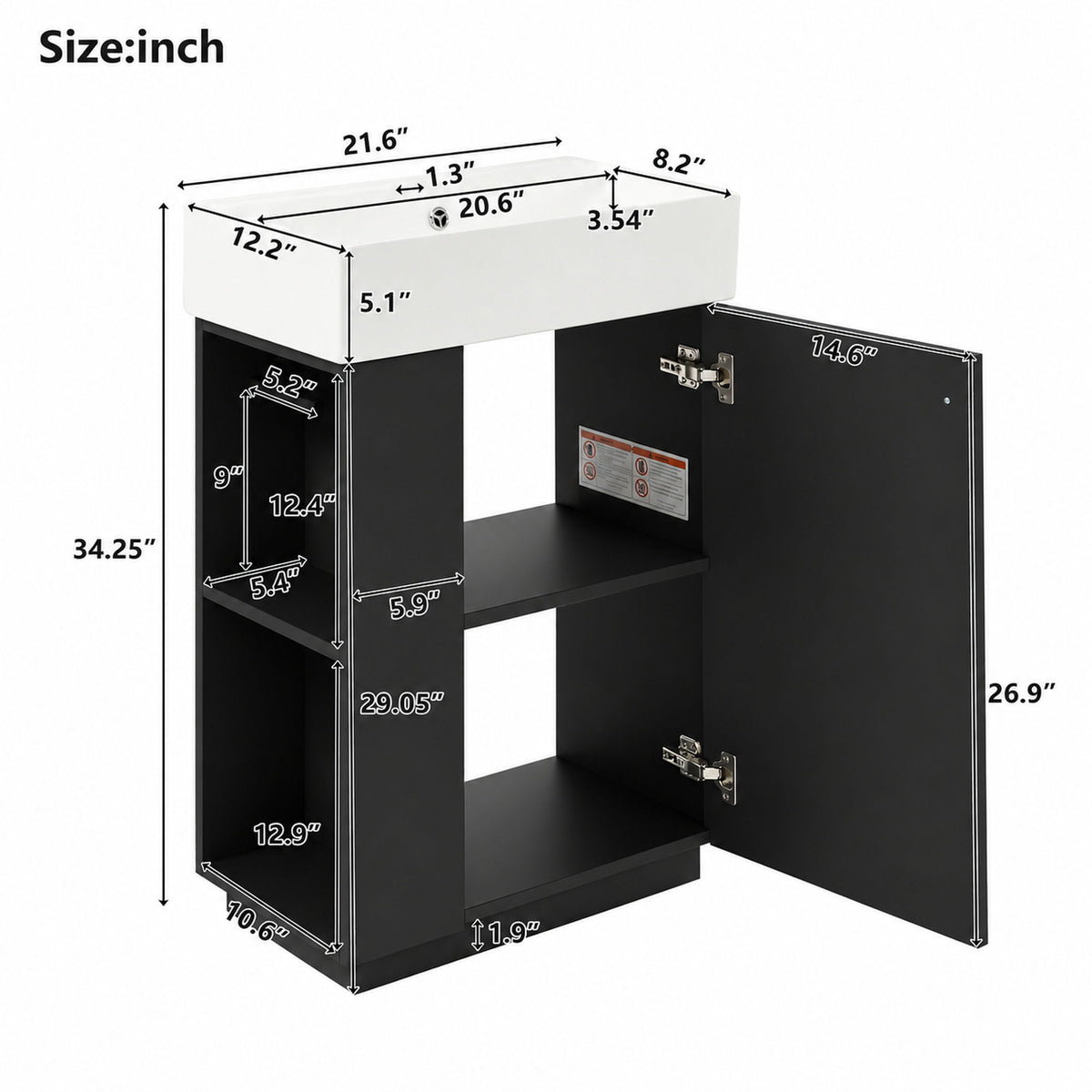 Bathroom Vanity With Sink, Freestanding Wood Grain Cabinet With Storage