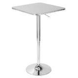 Bistro - Contemporary Adjustable Square Bar Table - Silver