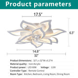 32" Flower Ceiling Fan With LED Dimmable Light, Low Profile Flush Mount Fan With Remote Control, 6 Speeds