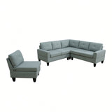 Modular L - Shaped Sectional Sofa 6 Seater 4 Piece, Couch With Chaise - Green