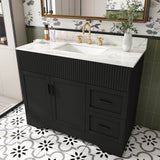 Bathroom Vanity Set, Soft Close Doors & Drawers, 3 Faucet Holes, Sink Included - Black