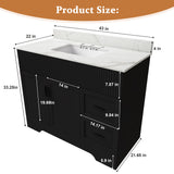 Bathroom Vanity Set, Fluted Cabinet, 3 Faucet Holes, Sink Included - Black