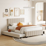 Platform UpholsteredBed With 2 Drawers And Twin Long Trundle