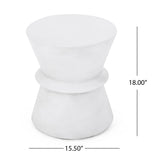 Outdoor Lightweight Concrete End Table With Hourglass Structure - Antique White
