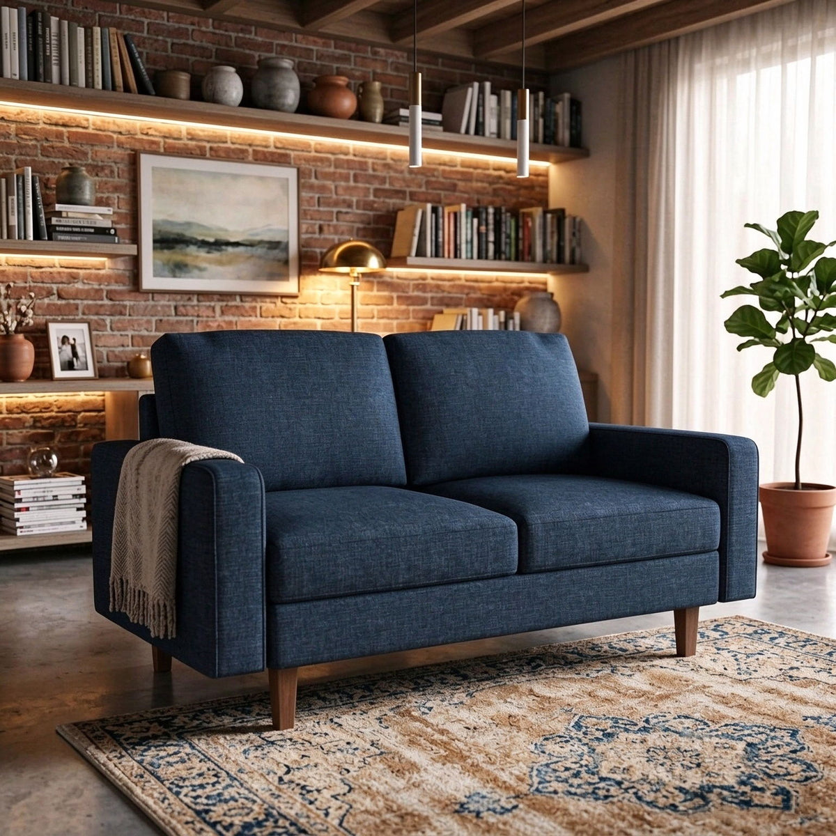 Loveseat Sofa, 2 Seat Couch With Removable Cushion For Living Room