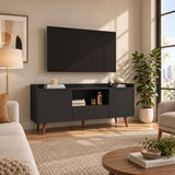 TV Stand For TVs Up To 60" With Open Storage Shelf, 2 Doors, 1 Drawer And Cable Management