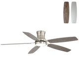 52" Flush Mount Ceiling Fan With Light, DC Motor, Remote Control, Dual Color