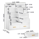 Bookshelf With 2 Storage Drawers, Front Facing Bookcase And Toy Organizer, Multi Tier Reading Shelf - White