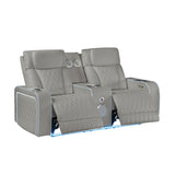 Electra - Power Reclining Loveseat With Power Headrests, Console, Speakers, Massage, LED Lighting And USB Control