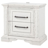 2 Drawer Nightstand With Dual USB Charging Ports - Vintage
