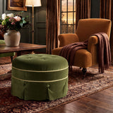 Maribel - Round Accent Ottoman - Olive Green